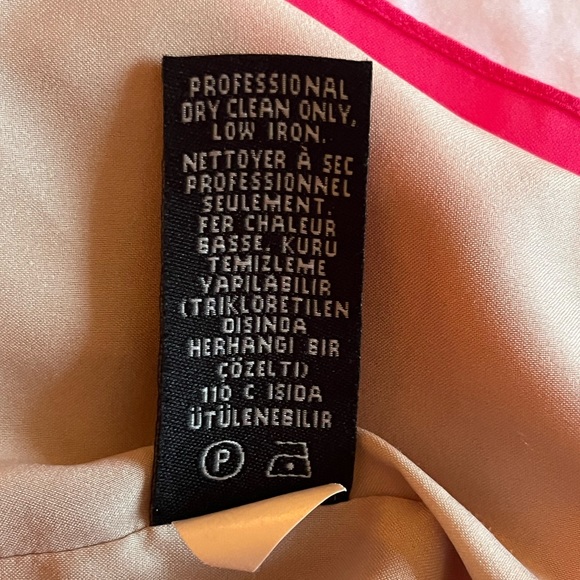 Tibi Silk Barbie Pink and Beige with Navy Straps Lined Camisole Tank Top Size 6 - Picture 6 of 7